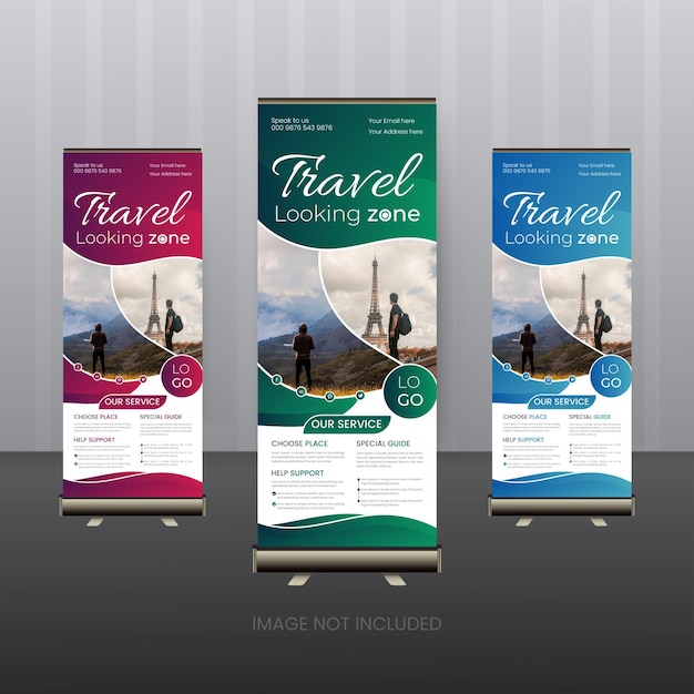 travel roll up banner design vector