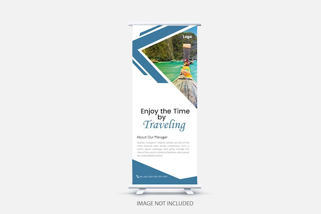 Travel roll up banner design with vector template