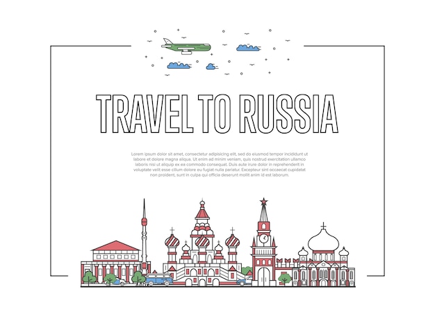 Travel to Russia poster in linear style