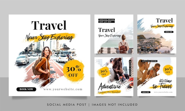 Travel sale banner and social media post template