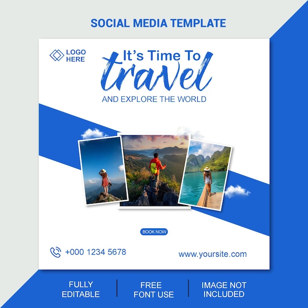 travel sale social media post template Web banner flyer or poster for travelling agency business