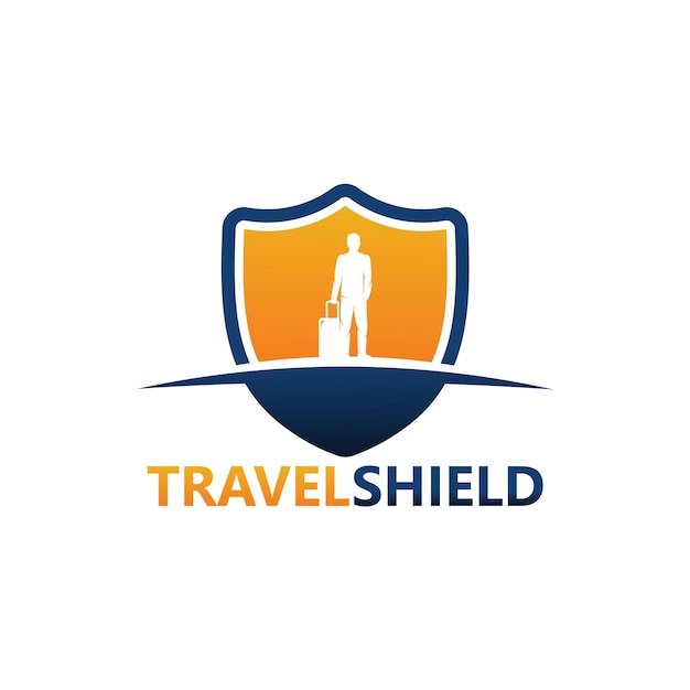 Travel Shield Logo Template Design Vector Emblem Design Concept Creative Symbol Icon