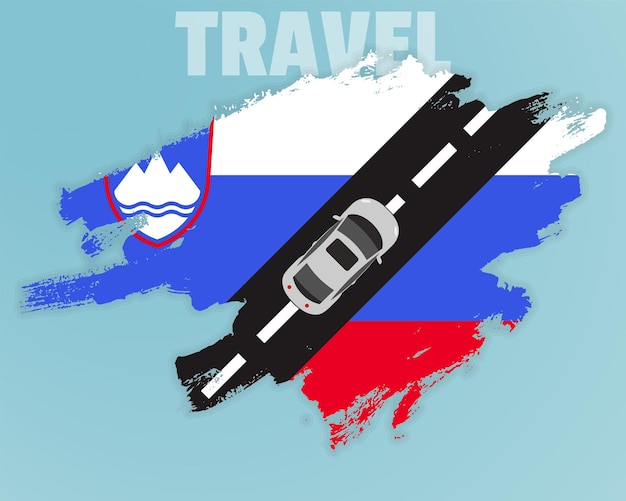 Travel to Slovenia by car going holiday idea vacation and travel banner concept