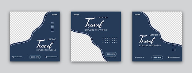 Travel social media banner post template design Digital advertising banner promotion Set of poster