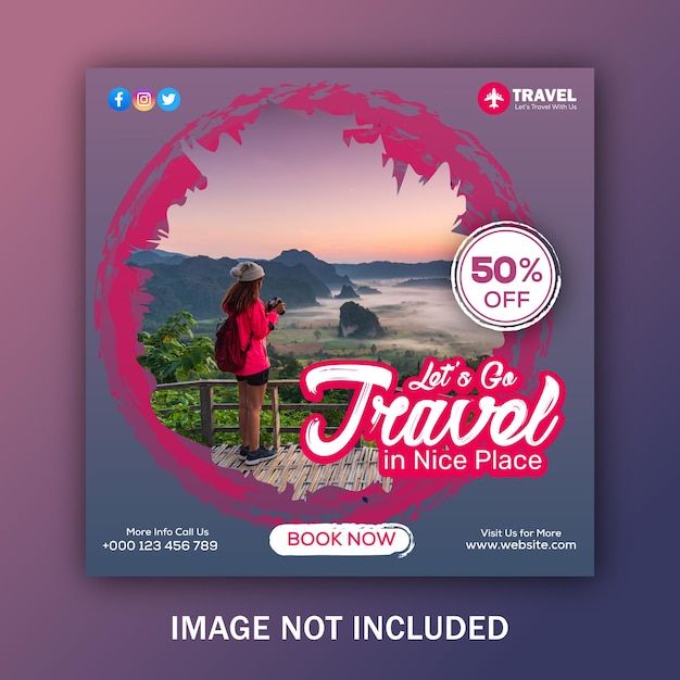 Travel social media instagram post banner template