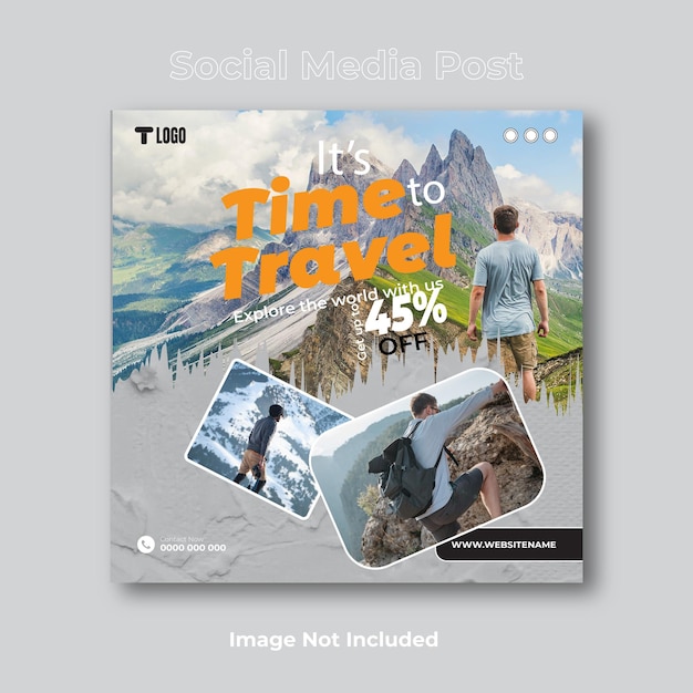 Travel social media post design template