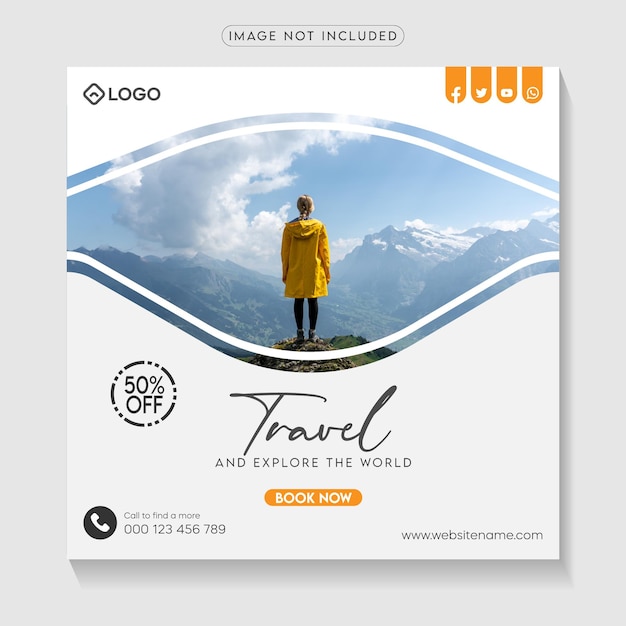 Travel social media post design template