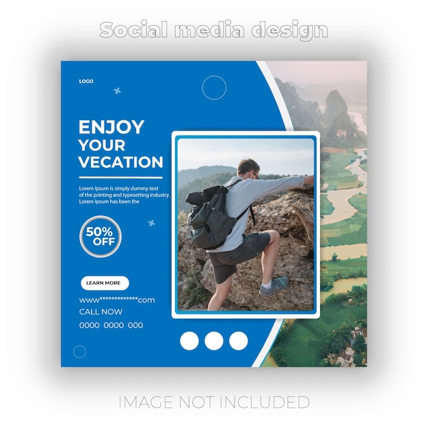 Travel social media post instagram post or web banner template design set