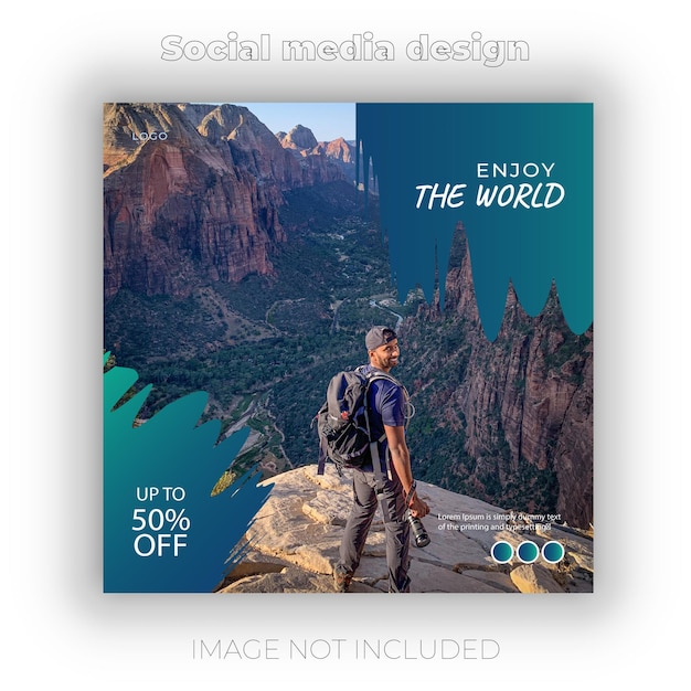 Travel social media post instagram post or web banner template design set