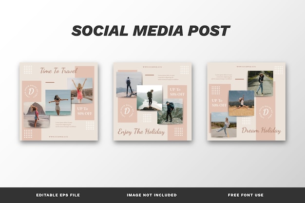 Travel Social Media Post Set Template