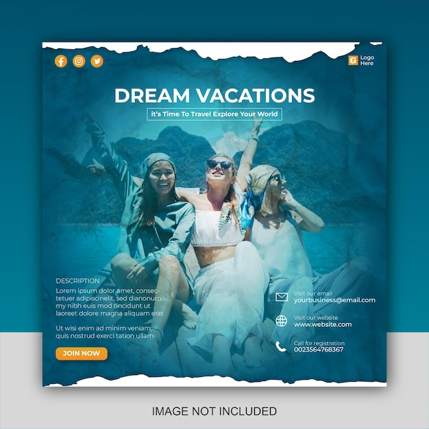 Travel social media post template