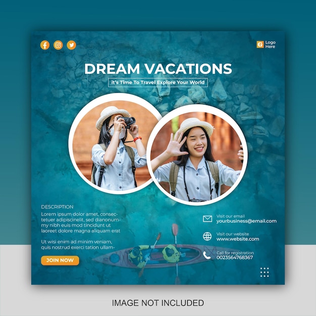 Travel social media post template