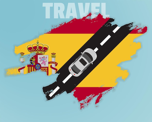 Travel to Spain by car going holiday idea vacation and travel banner concept