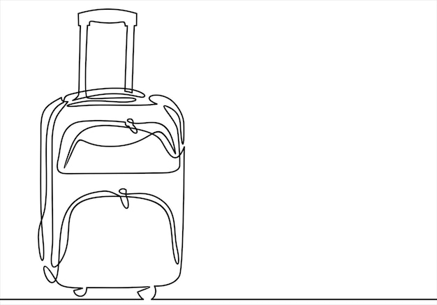 Travel suitcase in continuous line drawing style