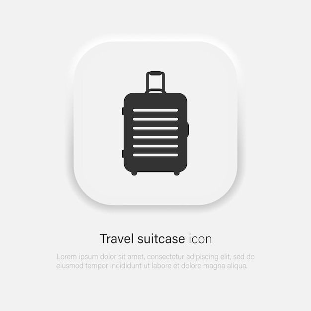 Travel suitcase vector icon in neumorphism style Black suitcase symbol isolated Vector EPS 10