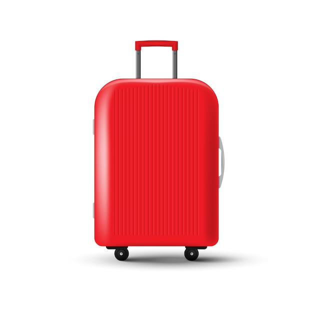 Travel suitcase with wheels isolated on white background Vector illustration Eps 10