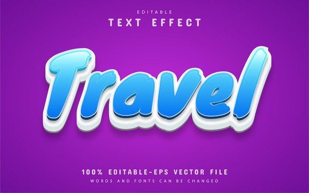 Travel text, cartoon style text effect