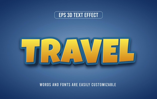 Travel and tour 3d vector editable text style effect