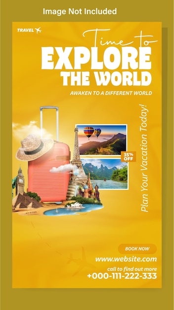 Travel tour ads promotional story template design