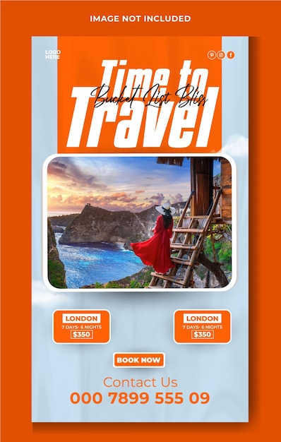 Travel tour ads story template design