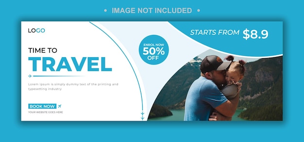 Travel tour agency social media modern facebook cover or web banner design template