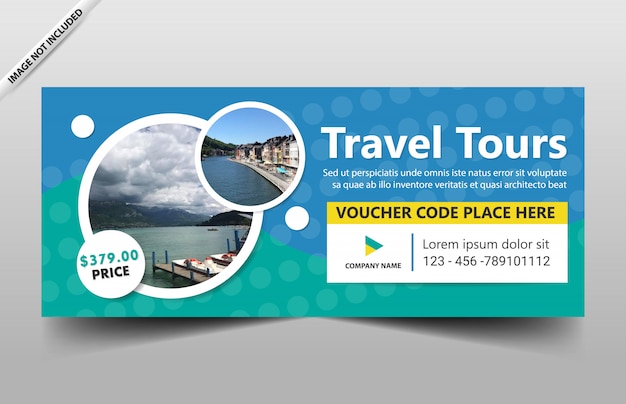 Travel tour banner template for website and voucher 