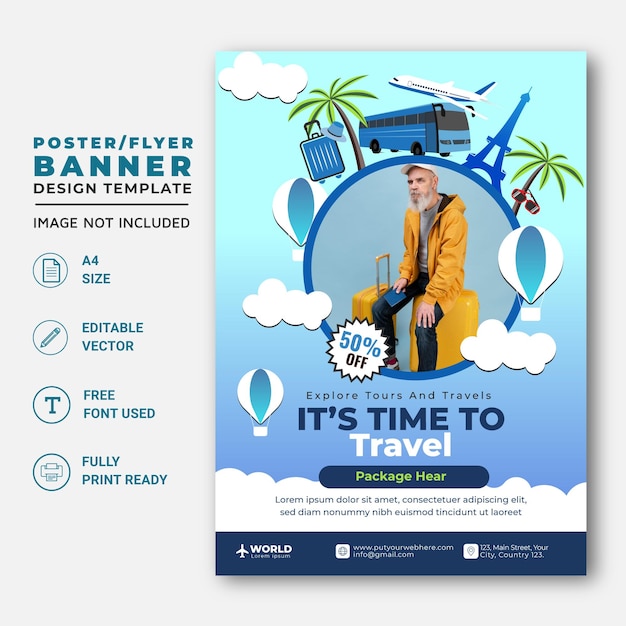 Travel And Tour Flyer Banner Or Poster Design Template, Concept For World Tourism Day