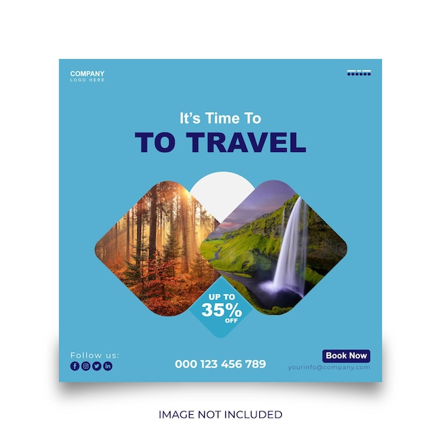 travel tour instagram post social media post template design