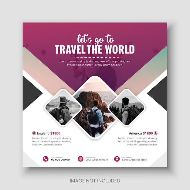 Travel and tour social media post agency banner design template