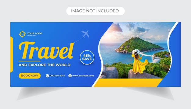 Travel and tour social media post Facebook cover template EPS