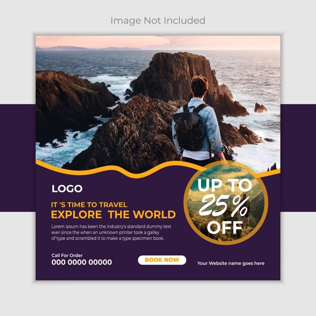 Vector travel and tour social media post instagram post or web banner template