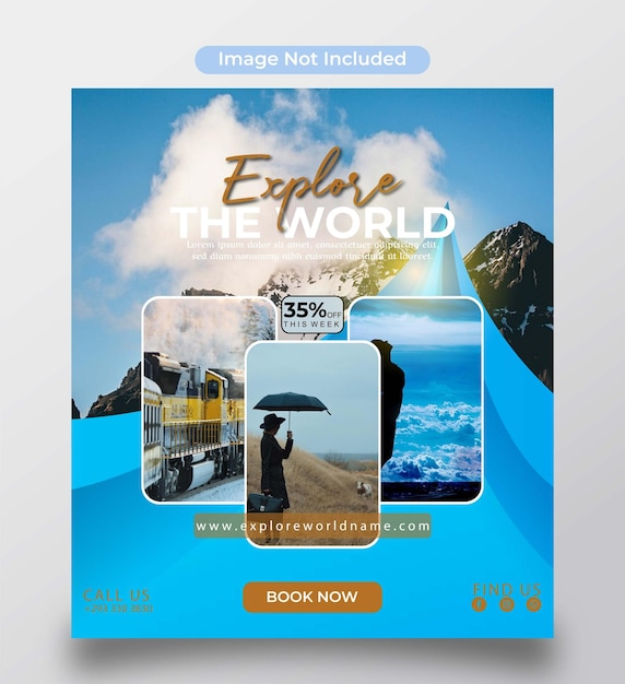 Vector travel and tour social media post instagram post or web banner template