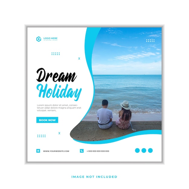 Travel tour social media post template design