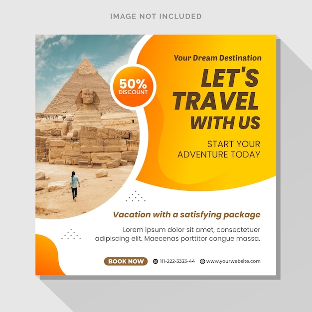 Travel and tour social media post template design