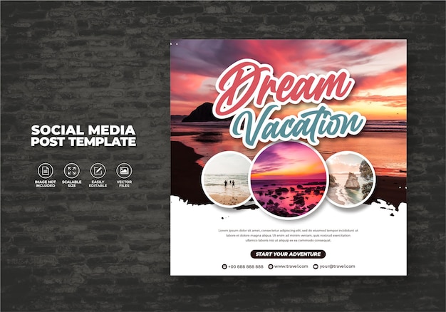 TRAVEL AND TOURISM AGENCY INSTAGRAM POST FOR SOCIAL MEDIA POST DESIGN TEMPLATE