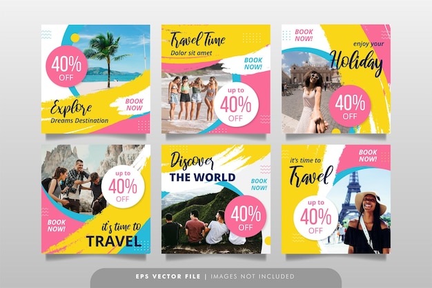 Travel tourism banner or social media post template