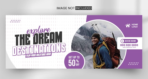 travel and tourism facebook cover banner template