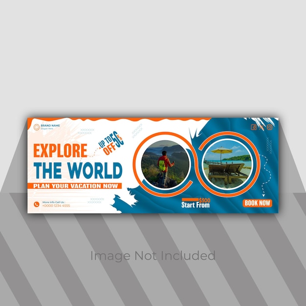 Vector travel and tourism facebook cover design template