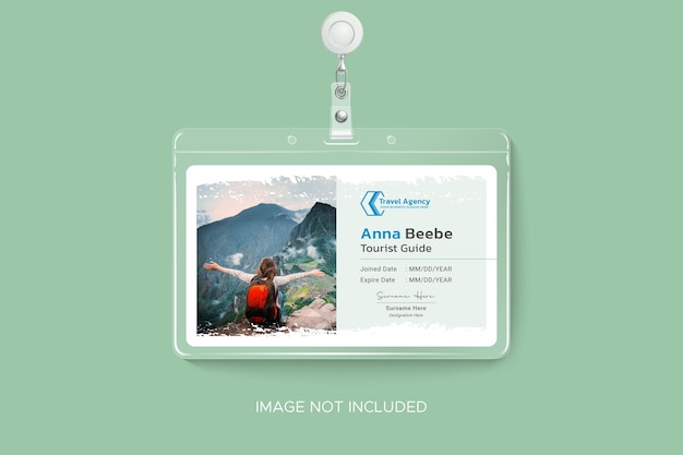 Travel and tourism horizontal identity card template with brush strokes