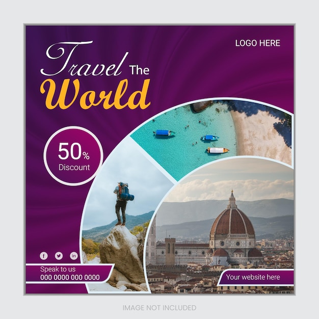 Travel and tourism Instagram post or social media post design