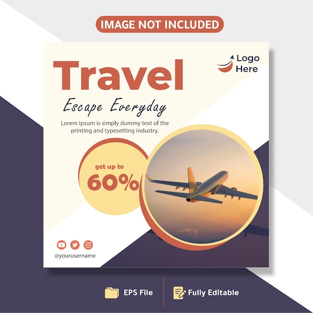 Vector travel and tourism post explore the world agency holiday vacation social media template