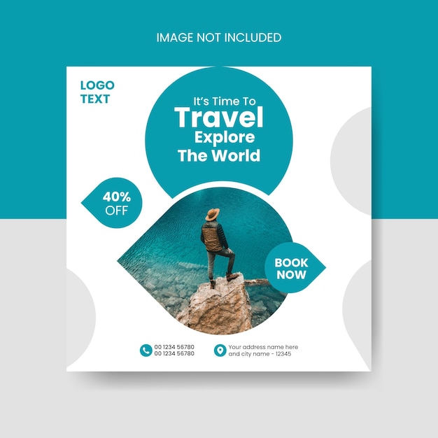 Travel tourism social media and instagram post banner template