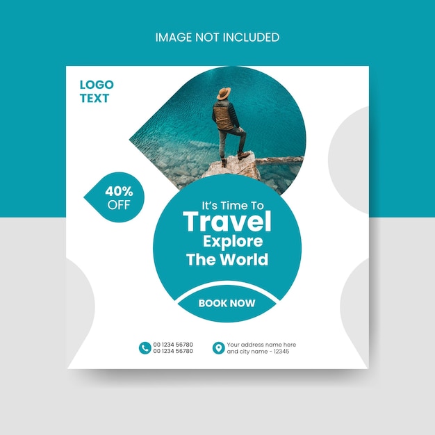 Travel tourism social media and instagram post banner template