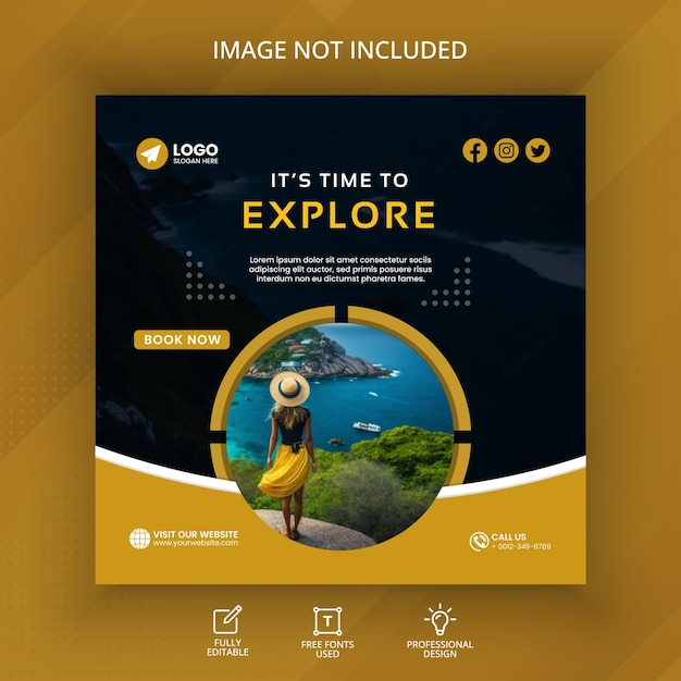 travel and tourism or social media vacation post template