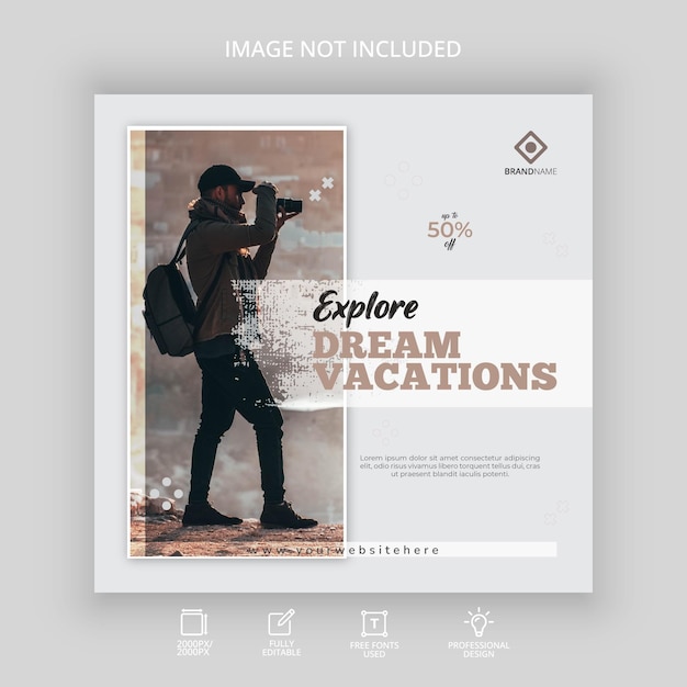 Travel and tourism tour instagram post banner or social media post template