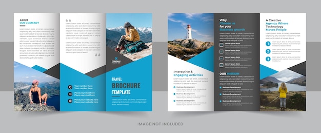 Vector travel and tourism trifold brochure template layout