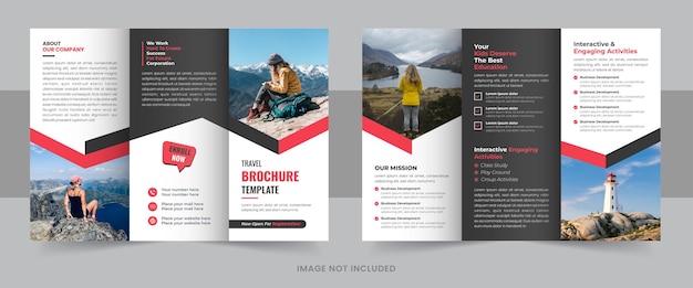 Vector travel and tourism trifold brochure template layout