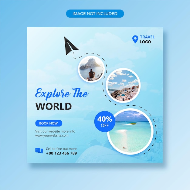 Travel tours instagram post or banner template   