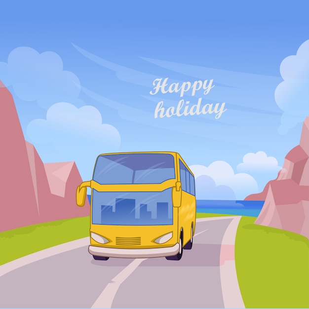 Travel transportation enjoy your holiday trip to the beach flat design vector