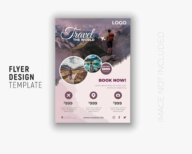 Travel or trip flyer and brochure cover page template